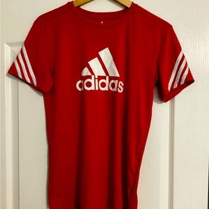 Boys Adidas Red Dri Fit Short Sleeve Shirt